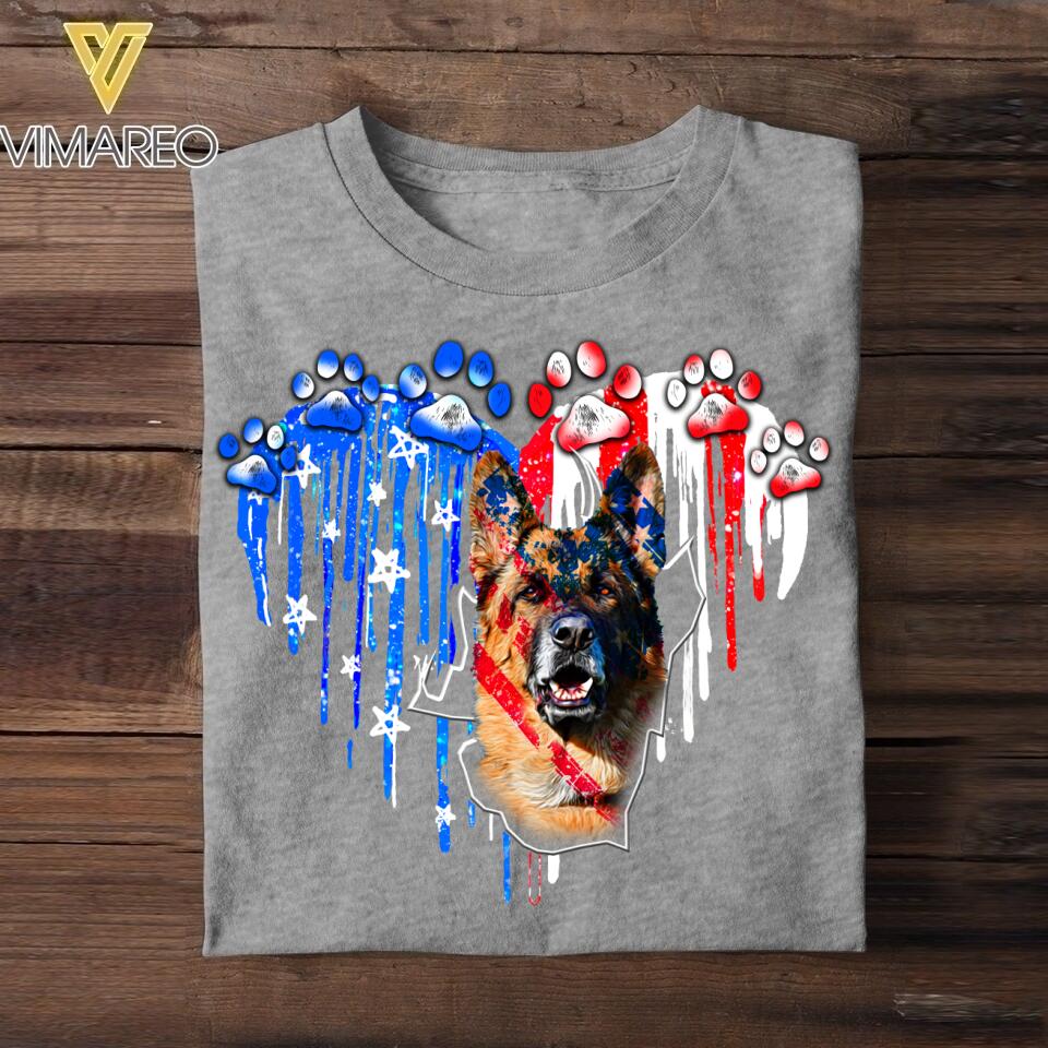 Personalized German Shepherd Us Flag Tshirt Printed QTVQ1406