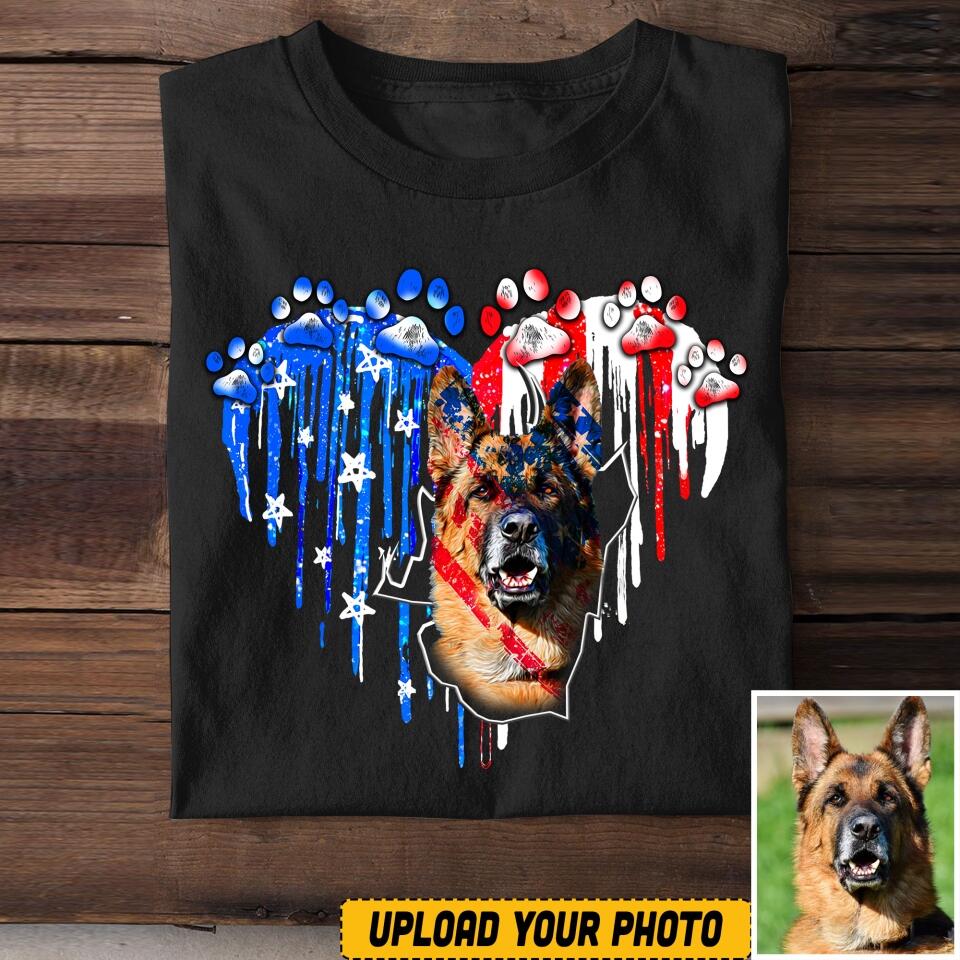 Personalized German Shepherd Us Flag Tshirt Printed QTVQ1406