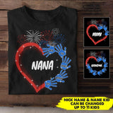 Personalized Nickname Grandma Nana Kid Name Us Flag Tshirt Printed NQHC1406