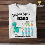 Personalized Important Nana Stuff Nickname Kid Name Dinosaur Tshirt Printed QTDT1406