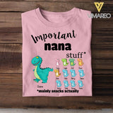 Personalized Important Nana Stuff Nickname Kid Name Dinosaur Tshirt Printed QTDT1406