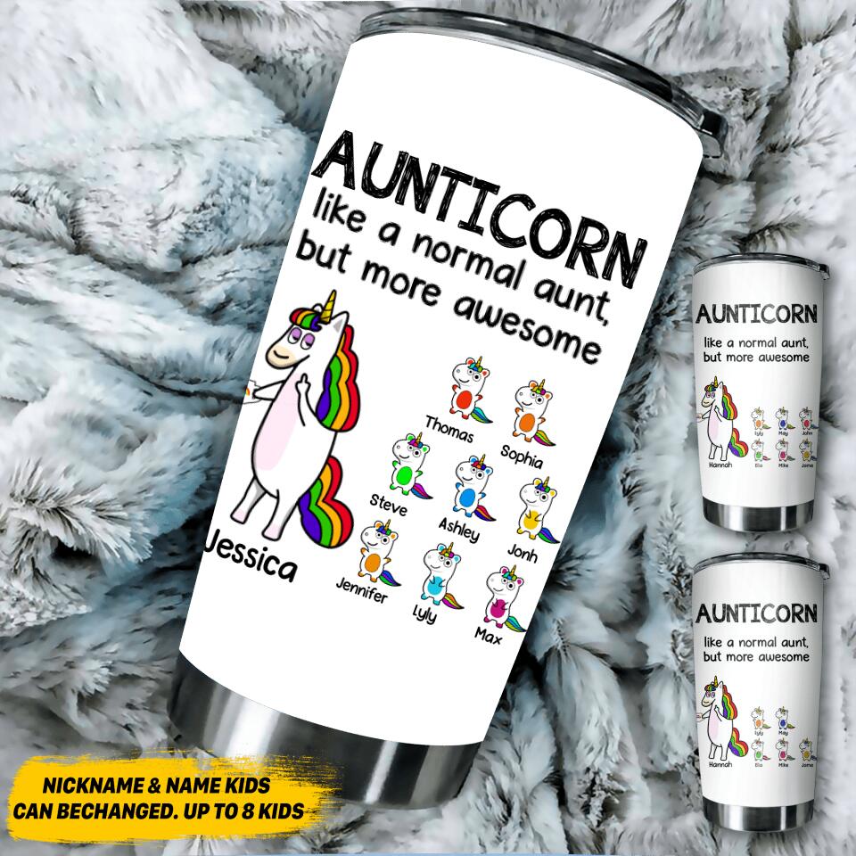 Personalized Aunticorn Kid Tumbler Printed 22JUL-HY13