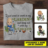 Personalized I Just Want To Work In My Garden And Hang Out With My Chickens  Tshirt Printed NQHC1506