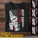Personalized Best Dad Ever Just Ask Kid Name Hand Us Flag Tshirt Printed QTVQ1506