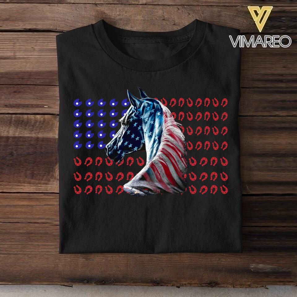 Personalized Horse US Flag Tshirt Printed NQVQ1606