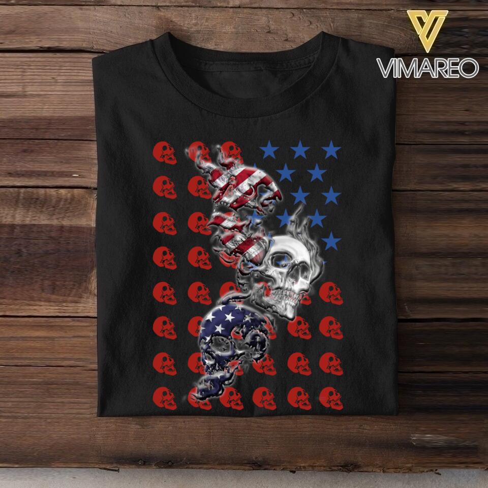 Personalized Skull Us Flag Tshirt Printed NQHY1706