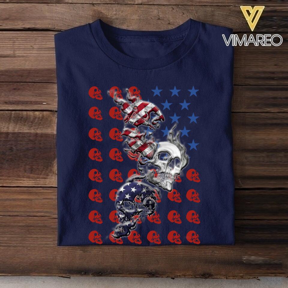 Personalized Skull Us Flag Tshirt Printed NQHY1706