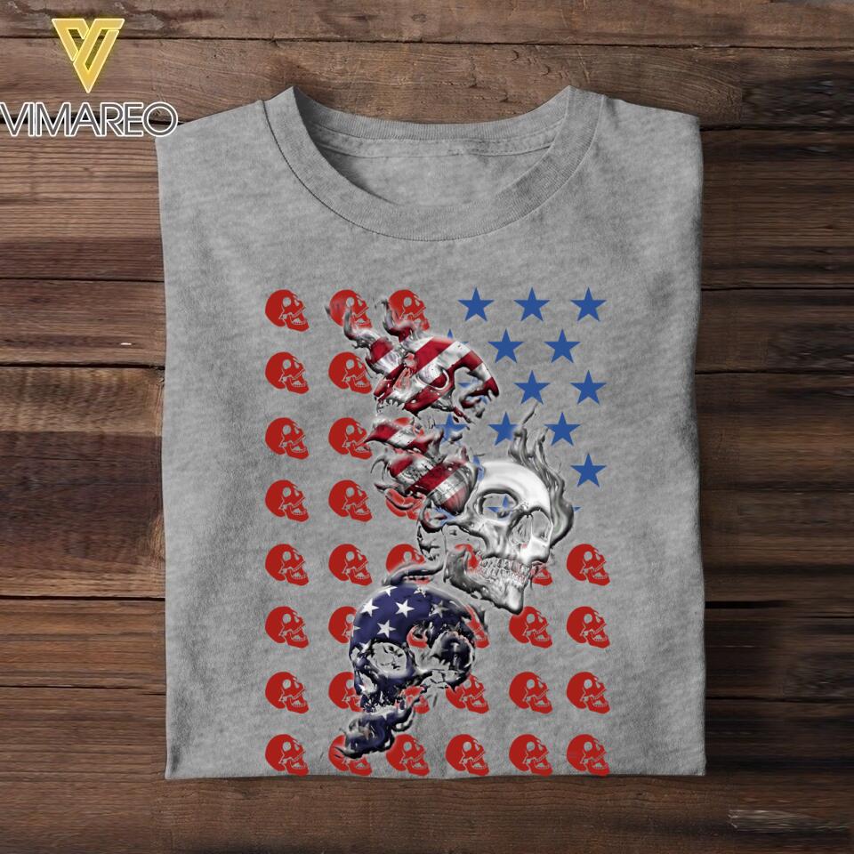 Personalized Skull Us Flag Tshirt Printed NQHY1706