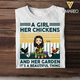 Personalized A Girl Her Chickens And Her Garden Tshirt Printed NQVQ1706
