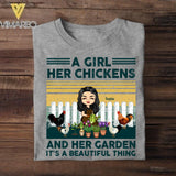 Personalized A Girl Her Chickens And Her Garden Tshirt Printed NQVQ1706