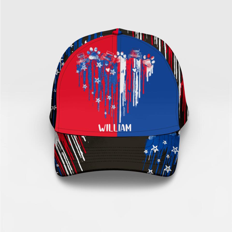 Personalized Heart Dog Jeep Cap Us Flag Printed NQHC1806