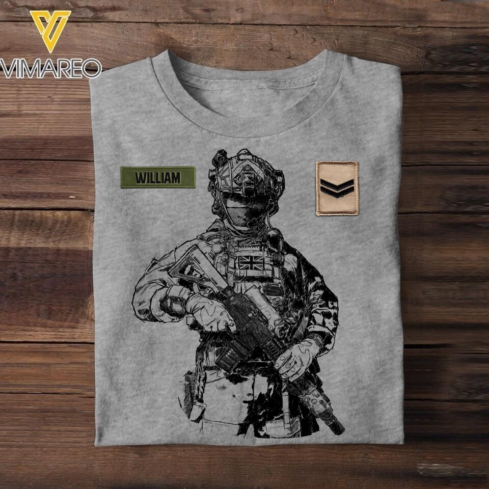 Personalized British Soldier/Veterans Tshirt Printed 22JUL-HQ15