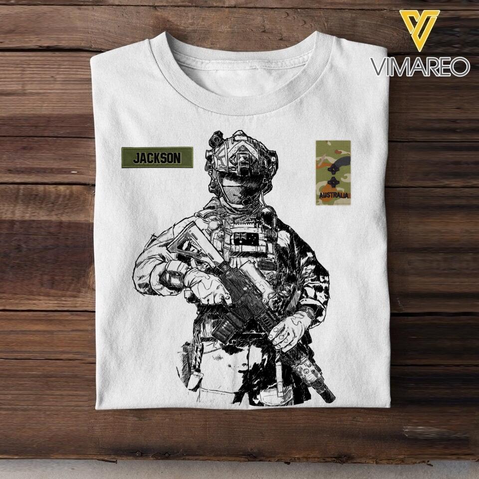Personalized Australian Soldier/Veterans Tshirt Printed 22JUL-HQ15