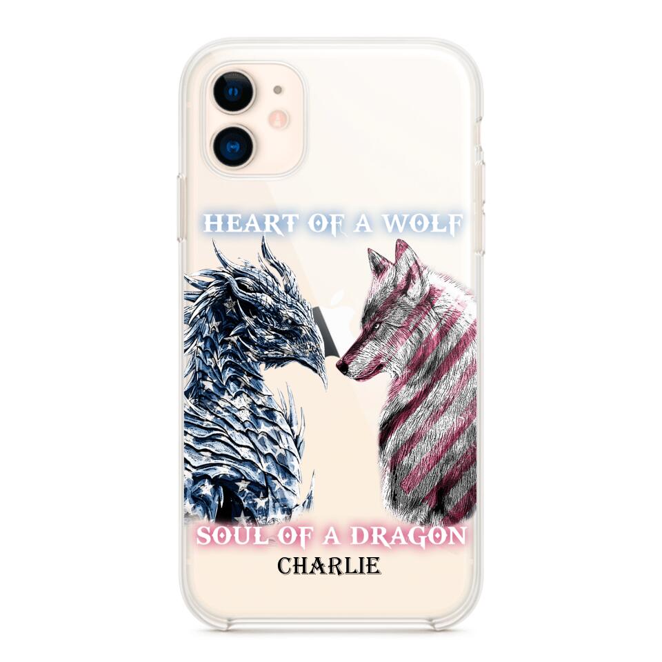 Personalized Heart Of A Wolf Soul Of A Dragon Silicon Phonecase NQHC2006