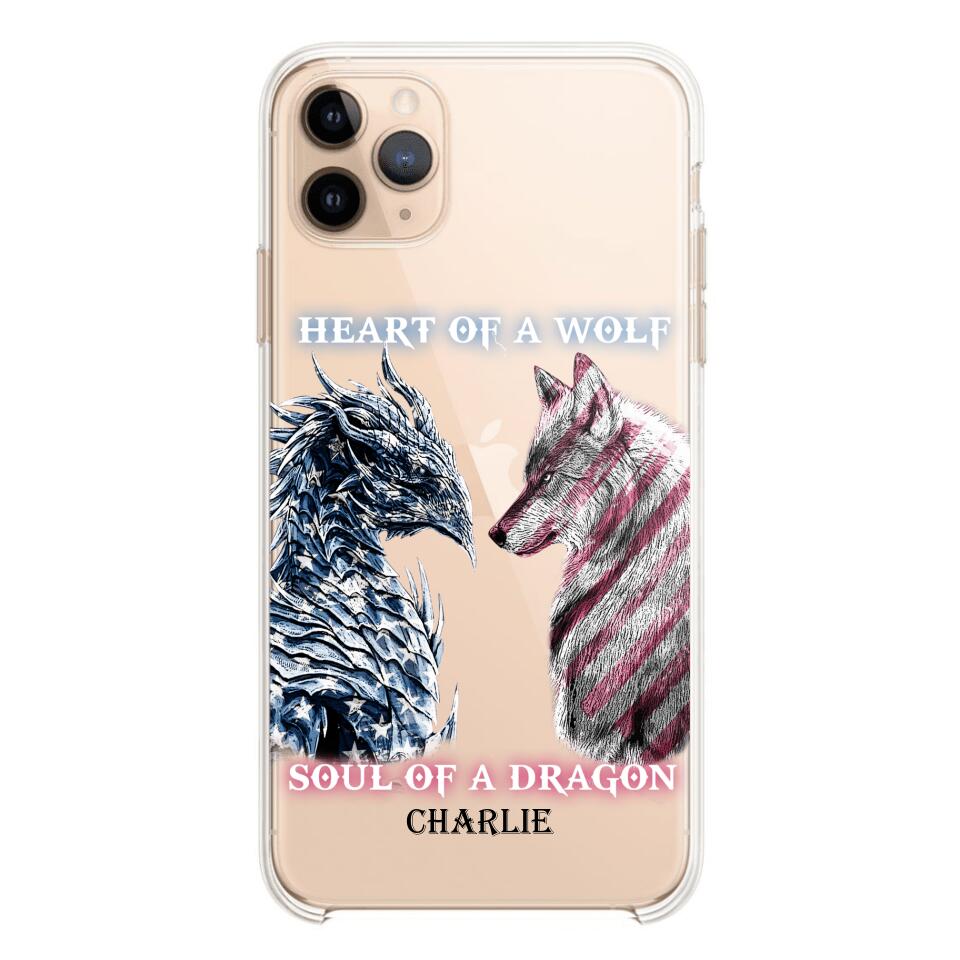 Personalized Heart Of A Wolf Soul Of A Dragon Silicon Phonecase NQHC2006