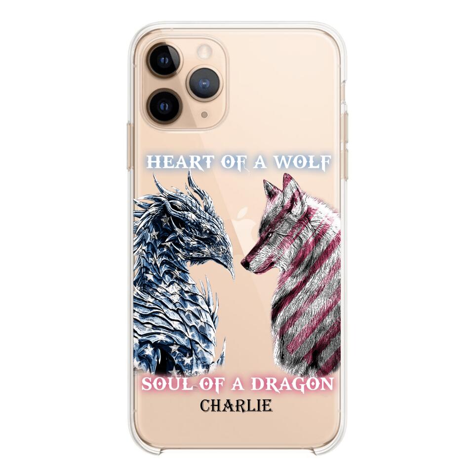 Personalized Heart Of A Wolf Soul Of A Dragon Silicon Phonecase NQHC2006