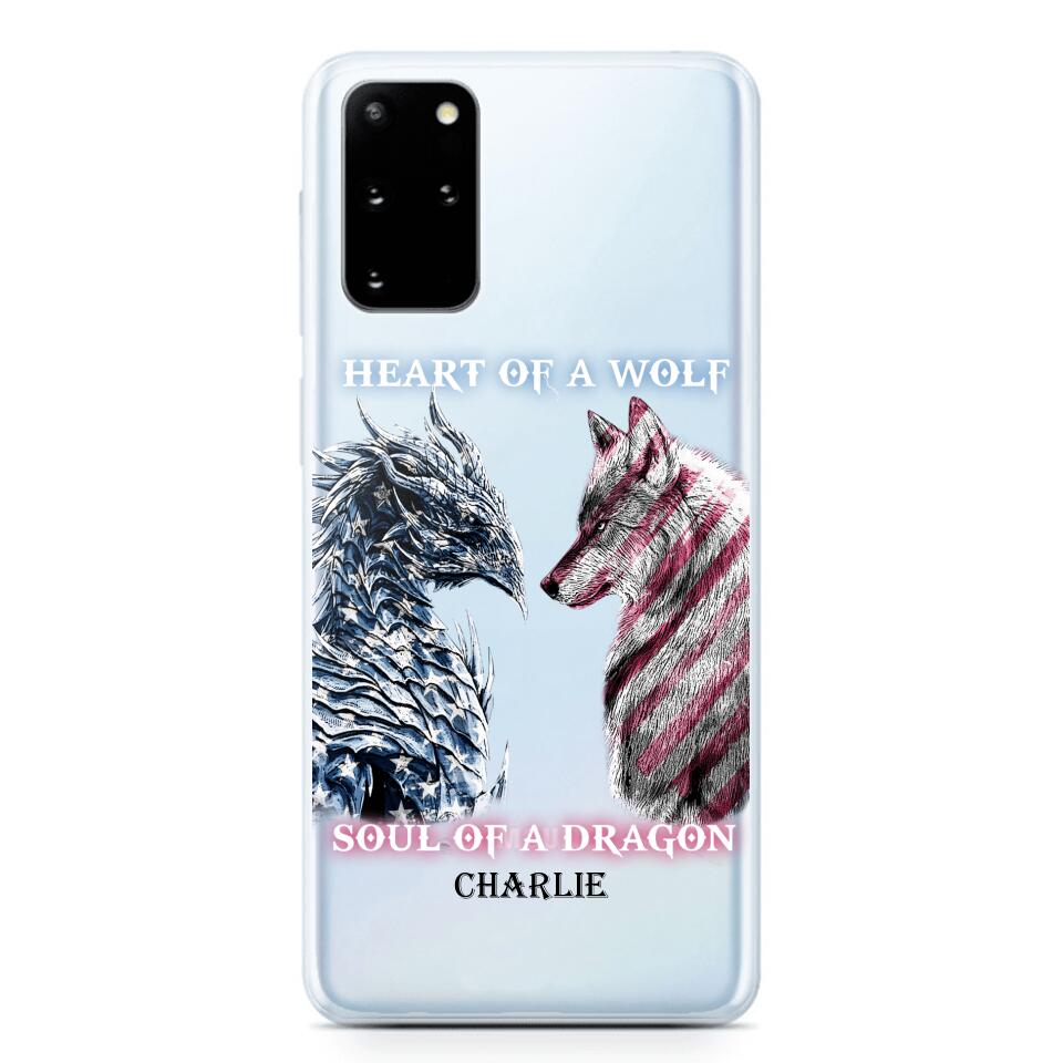 Personalized Heart Of A Wolf Soul Of A Dragon Silicon Phonecase NQHC2006