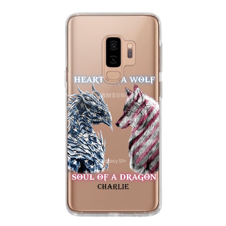 Personalized Heart Of A Wolf Soul Of A Dragon Silicon Phonecase NQHC2006