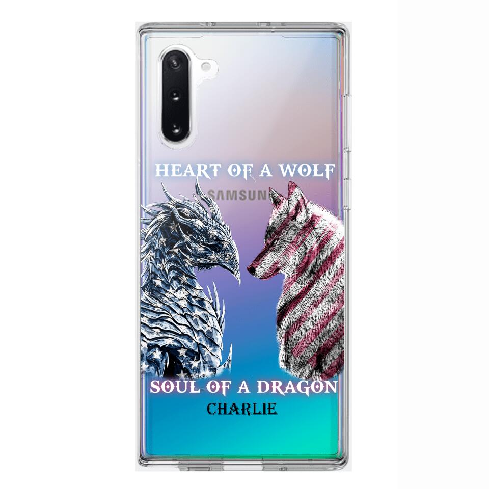 Personalized Heart Of A Wolf Soul Of A Dragon Silicon Phonecase NQHC2006