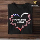 Personalized Peace Love Grandma Nana Kid Name Tshirt Printed QTHY2106