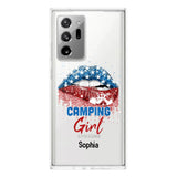 Personalized Camping Girl Us Flag Silicon Phonecase NQHC2206