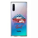 Personalized Camping Girl Us Flag Silicon Phonecase NQHC2206