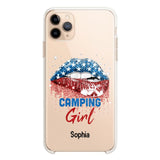 Personalized Camping Girl Us Flag Silicon Phonecase NQHC2206