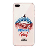 Personalized Fishing Girl Us Flag Silicon Phonecase NQHC2206