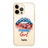 Personalized Fishing Girl Us Flag Silicon Phonecase NQHC2206