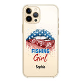 Personalized Fishing Girl Us Flag Silicon Phonecase NQHC2206