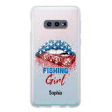Personalized Fishing Girl Us Flag Silicon Phonecase NQHC2206