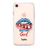 Personalized Guitar Girl Us Flag Silicon Phonecase NQHC2206