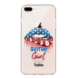 Personalized Guitar Girl Us Flag Silicon Phonecase NQHC2206