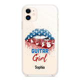 Personalized Guitar Girl Us Flag Silicon Phonecase NQHC2206