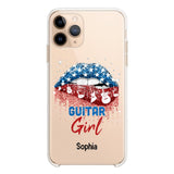 Personalized Guitar Girl Us Flag Silicon Phonecase NQHC2206