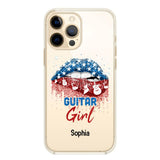 Personalized Guitar Girl Us Flag Silicon Phonecase NQHC2206