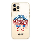 Personalized Guitar Girl Us Flag Silicon Phonecase NQHC2206
