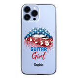 Personalized Guitar Girl Us Flag Silicon Phonecase NQHC2206