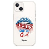 Personalized Guitar Girl Us Flag Silicon Phonecase NQHC2206