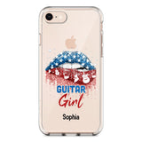Personalized Guitar Girl Us Flag Silicon Phonecase NQHC2206