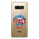 Personalized Guitar Girl Us Flag Silicon Phonecase NQHC2206