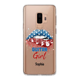 Personalized Guitar Girl Us Flag Silicon Phonecase NQHC2206