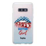 Personalized Guitar Girl Us Flag Silicon Phonecase NQHC2206