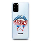 Personalized Guitar Girl Us Flag Silicon Phonecase NQHC2206