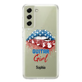 Personalized Guitar Girl Us Flag Silicon Phonecase NQHC2206