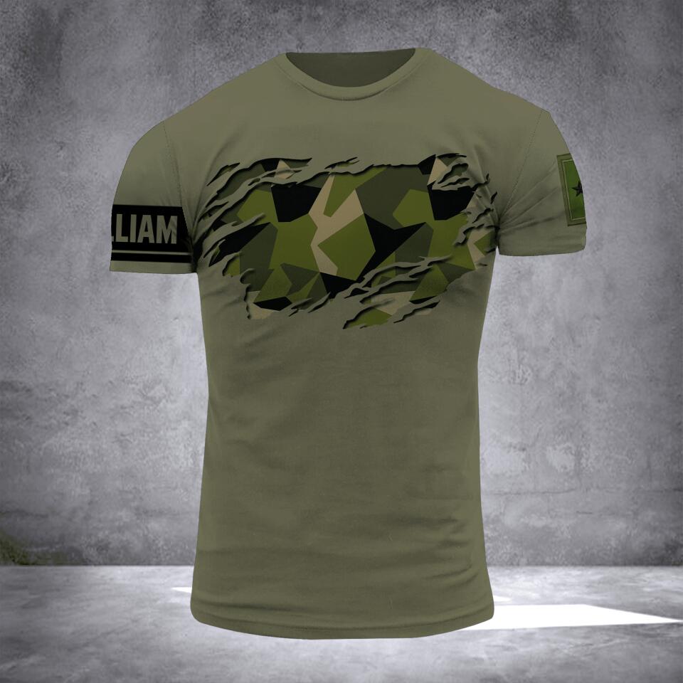 DH Personalized Swedish Veterans/Soldier Tshirt 3D Printed DT2306