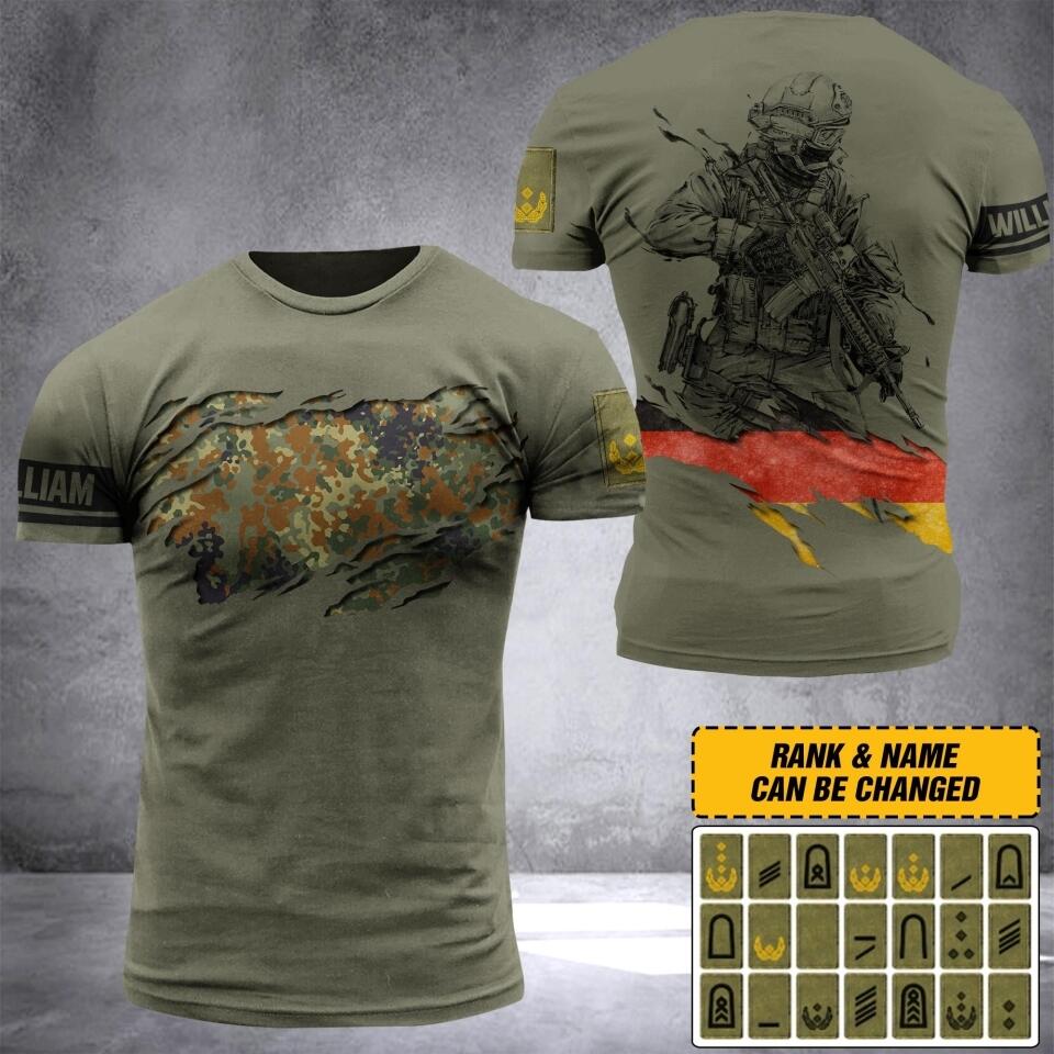 DH Personalized German Veterans/Soldier Tshirt 3D Printed DT2306
