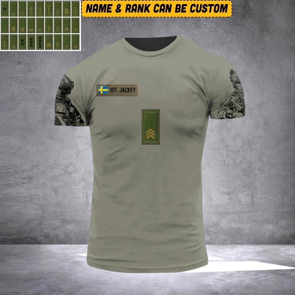 Personalized Sweden Veterans/Soldier Rank Tshirt 3D Printed QTVQ2406