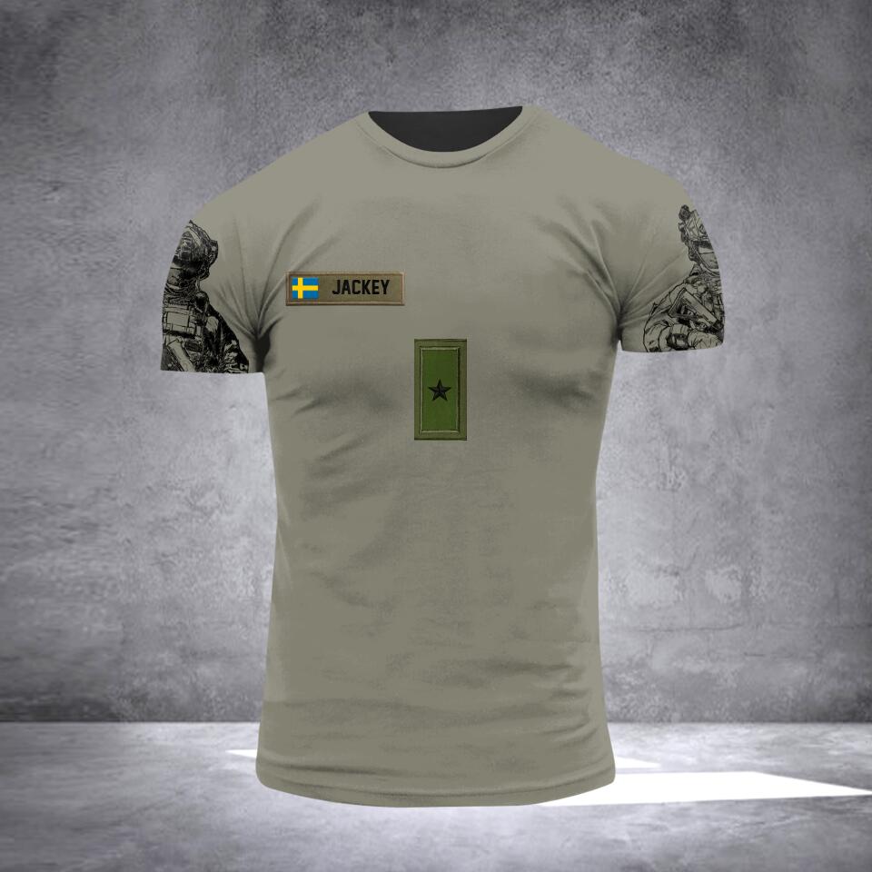 Personalized Sweden Veterans/Soldier Rank Tshirt 3D Printed QTVQ2406