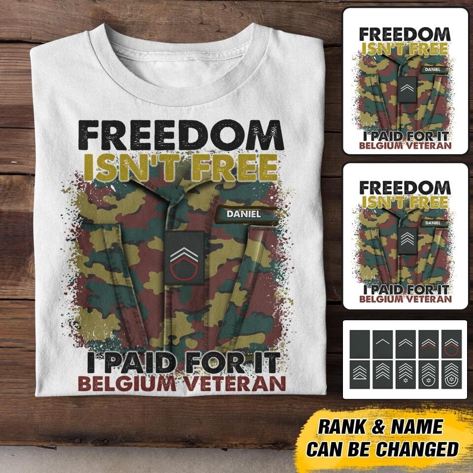 Personalized Belgian Soldier/Veterans Tshirt Printed 22JUL-HC24